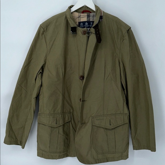BARBOUR SANDER MEN’S DRESS TARTAN KHAKI GREEN JACKET LARGE - Picture 3 of 15